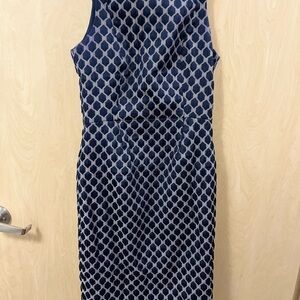 Banana Republic Blue and White Sheath Midi Dress